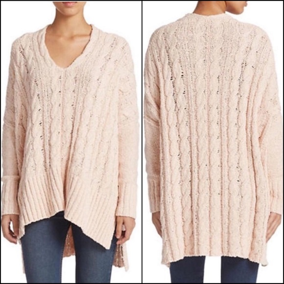 Free People Cream V-Neck Cable Knit Dolman Sleeve Sweater - Picture 4 of 10